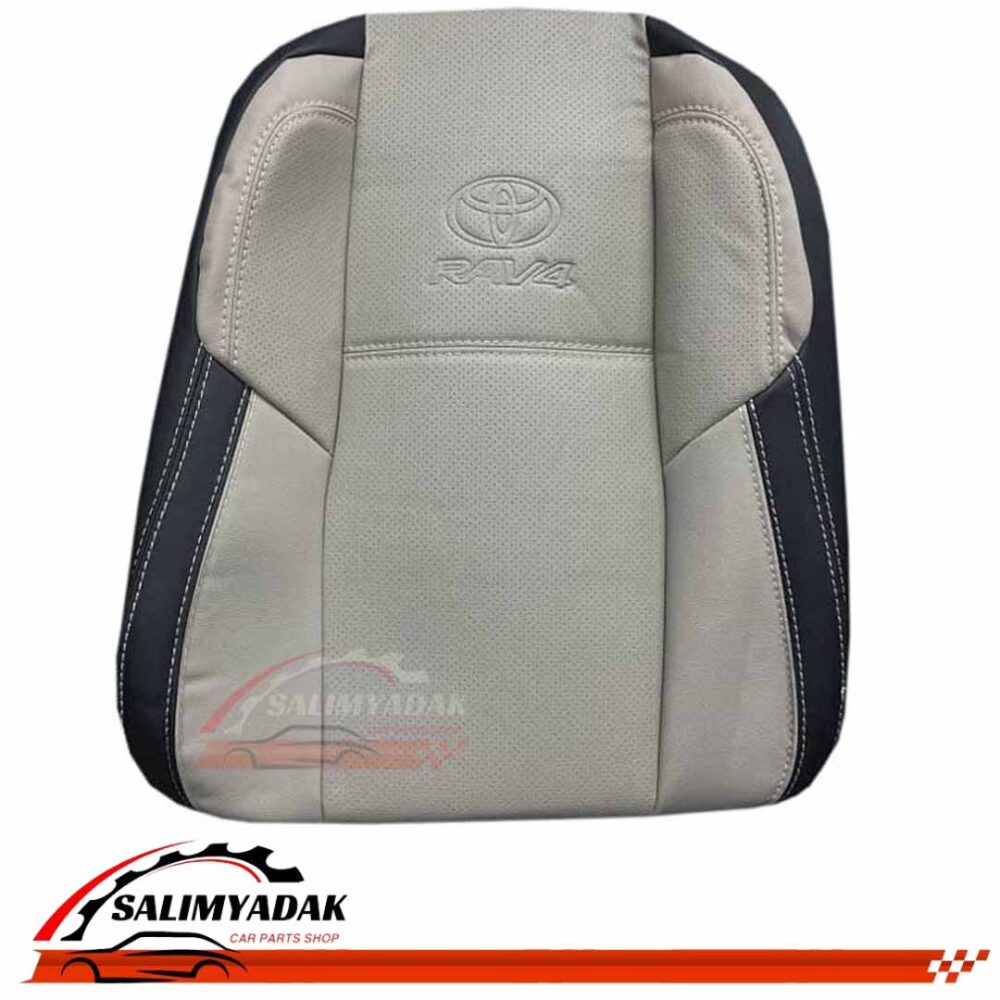 روکش صندلی تویوتا راوفور رافور RAV4 چرم رنگ کرم استخوانی نوار مشکی